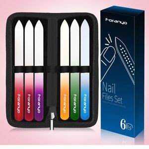6 Glass Nail File Set Foranyo‎ New Manicure Pedicure Salon Double Sided